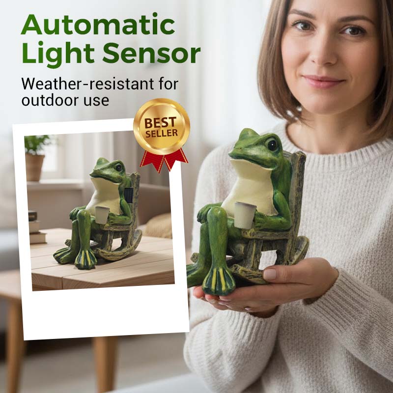 ⏰Solcellsdriven gungande grodstol som prydnad