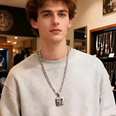 🔥Het försäljning✨ Halsband med 67-nummerhäng