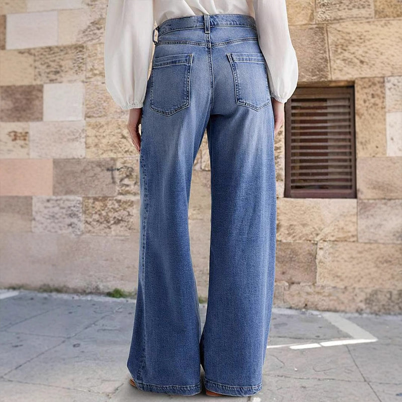 Vintage-jeans med hög midja och vida ben för dame