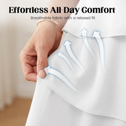 🎁 Elegant damklänning med lager på lager och volangärmar – en enkel stil för alla tillfällen